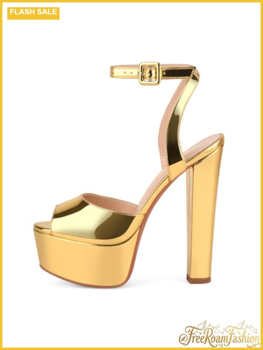 Platform High Heels Chunky Open Toe Round Toe Sexy Sandals Leather